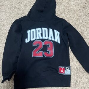Boys Jordan Black Hoodie with Red Logo